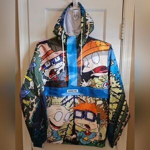 Members Only Nickelodeon 90's Cartoon Half Zip Hooded Windbreaker Jacket Size M